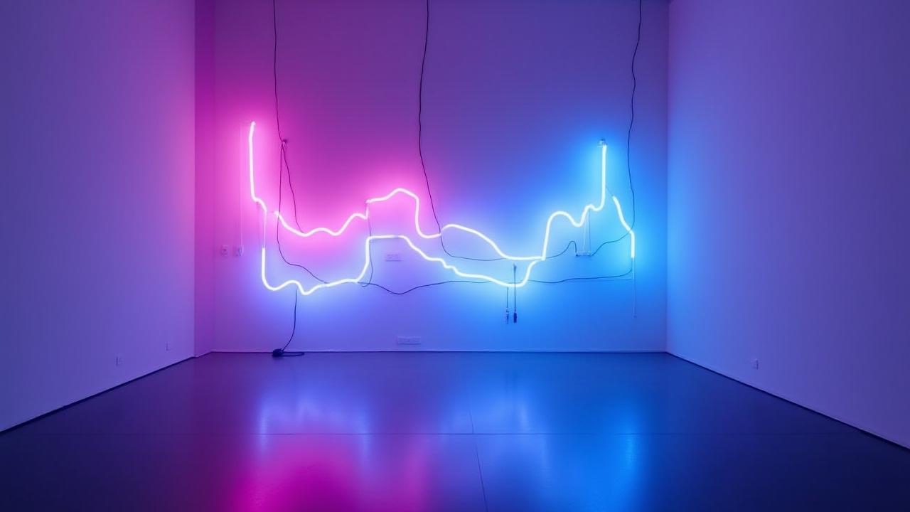 Installazione di luce al neon in una galleria d'arte moderna